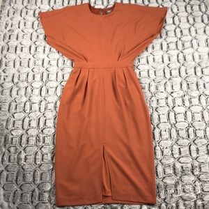 {asos} flutter/kimono sleeve belted pencil dress